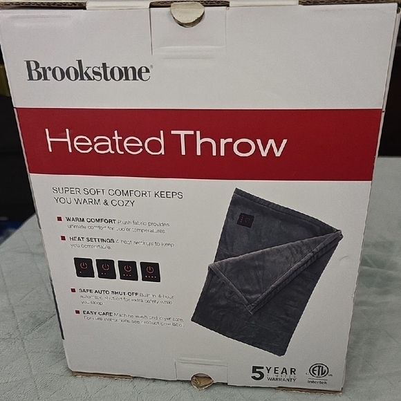 Brookstone Heated Throw Blanket - Gray - Picture 3 of 6